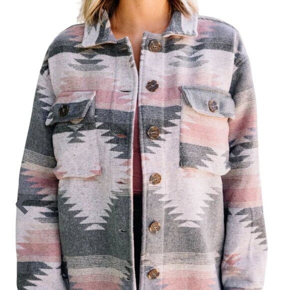 Blakeley At Your Best Charcoal Gray Aztec Shacket Size S - Picture 5 of 9